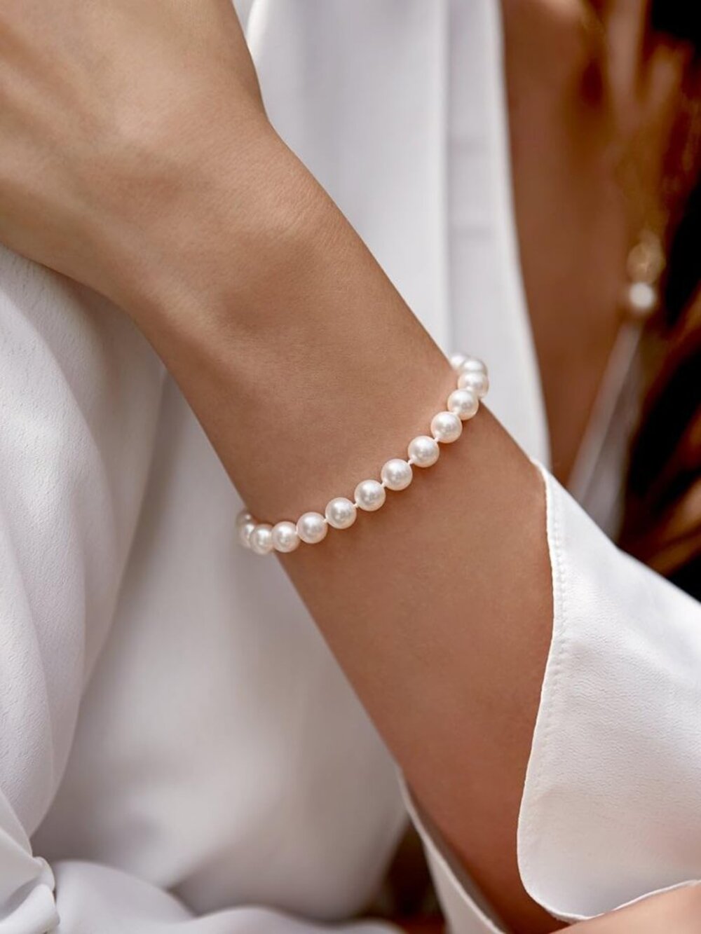 White Freshwater Pearl Bracelet for Women - Cultured Pearl Bracelet with 14k Gol - Picture 3 of 8